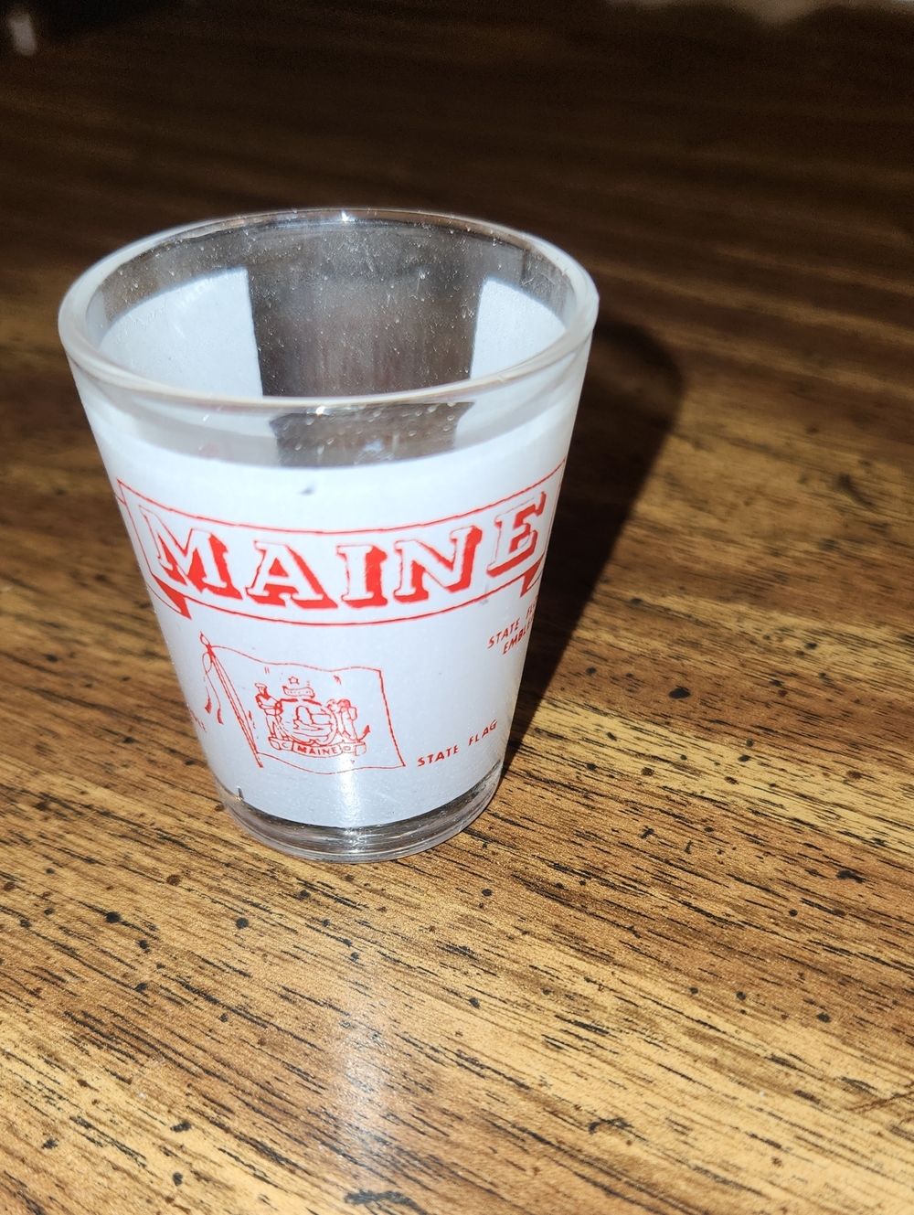 Maine Red Printed Shot Glass - Classic Souvenir